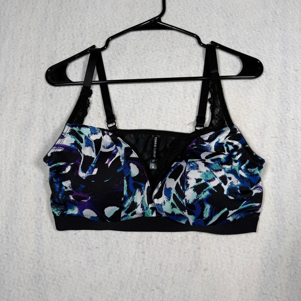 Torrid Curve Blue Purple Abstract Lace Trim Bralette Size 2 17586599